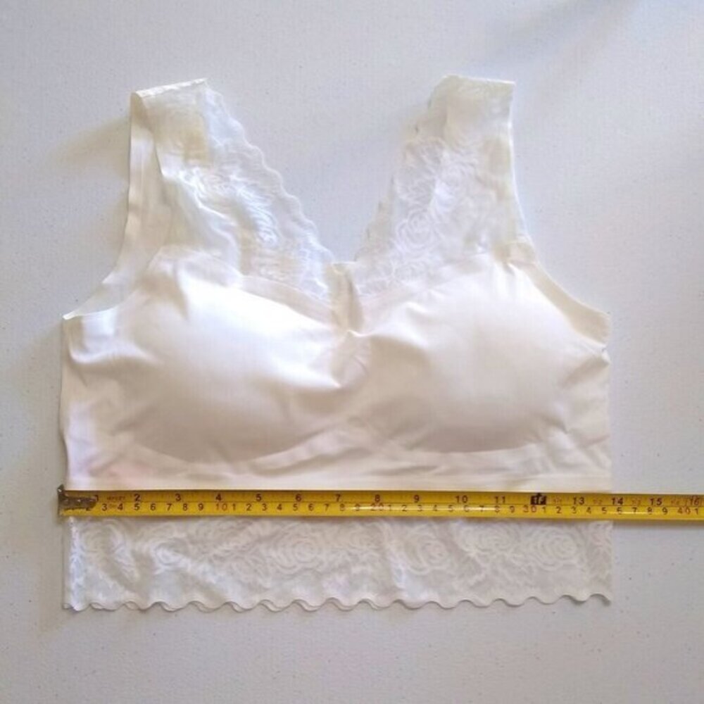 L/XL White Lace Boudoir Bralette w. Matching Floral Earrings! Feminine Seductive